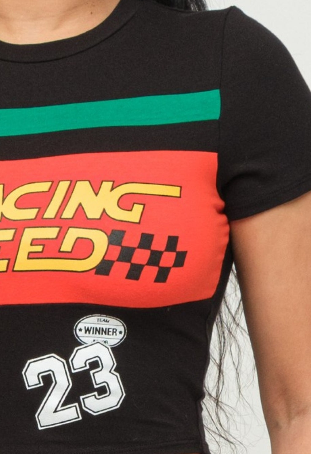 Black racing speed printed t'shirt