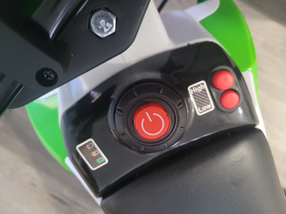 Kids robust green bike battery-powered ride-on electric Motorcycle with Charging 12V Battery, Training Wheels