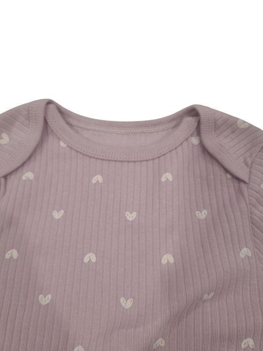 Ensemble 2 pièces à manche longue à imprimé cœurs roses 18 mois