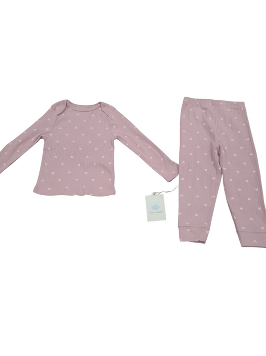 Ensemble 2 pièces à manche longue à imprimé cœurs roses 18 mois