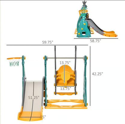 Ensemble de balançoire et de glissade pour enfants 3-en-1